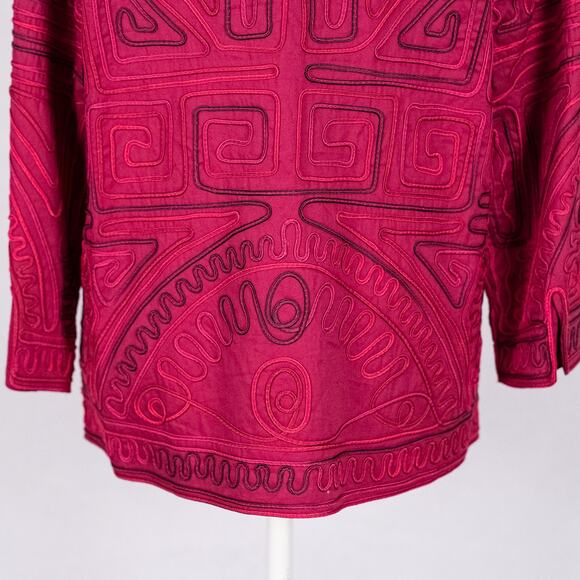 Embroidered Wearable Art Jacket Berry MEDIUM Abstract Bohemian Boho Southwestern - Picture 6 of 9